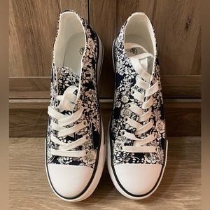 Black & White Floral Sneakers